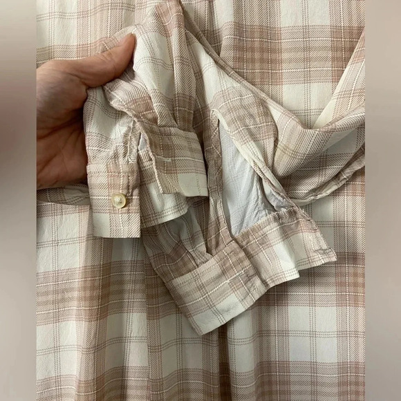 Wilfred Aritzia check print 100% silk “Alma” button oversized  blouse Sz M - Picture 5 of 13